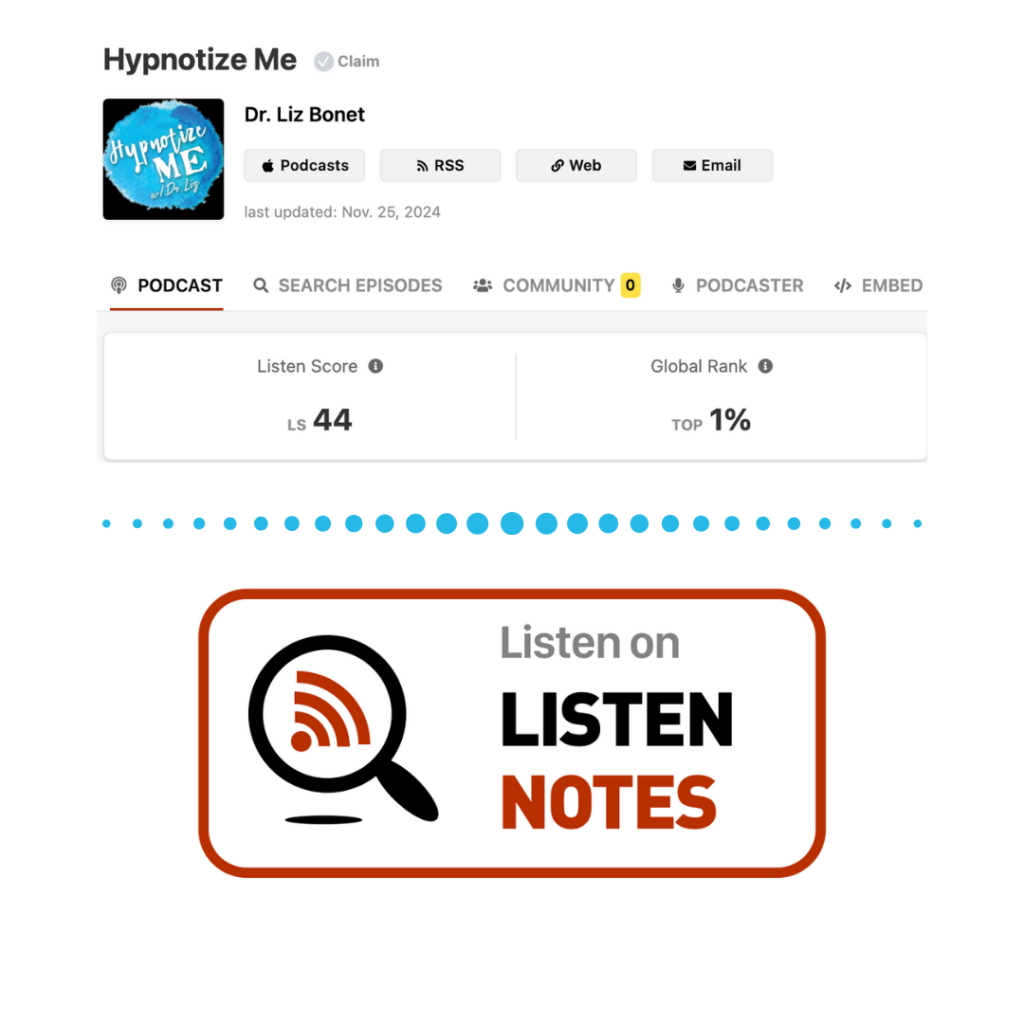  LIsten-Notes-Hypnotize-Me-Ranking-Top-1-percent-in-Podcasts-Dr-Liz